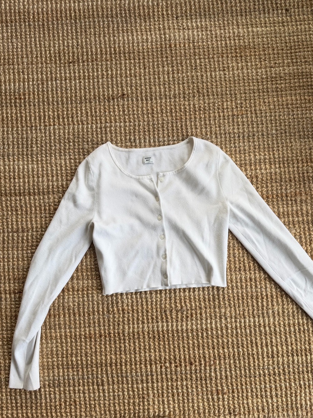 Sunday Best White Cropped Button-Front Cardigan